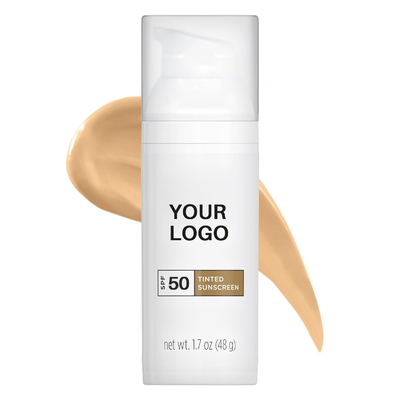 Supporto di etichetta privata Crema solare per viso colorata SPF 50 con ossido di zinco Diossido di titanio