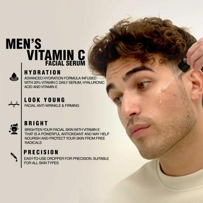 Prova i benefici del siero per il viso per uomini con la vitamina C Niacinamide 1