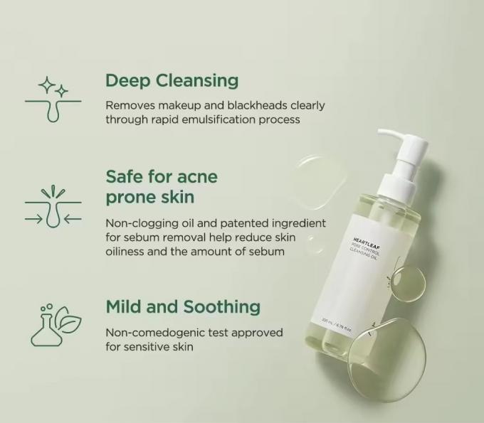 Supporto per etichette private Personalizza Heartleaf Control Pore Cleansing Oil Facial Cleanser 2