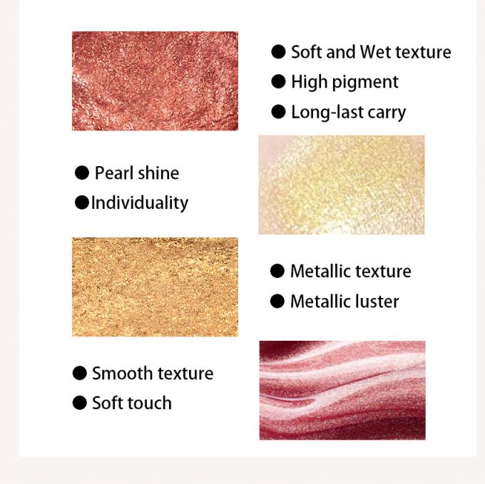 Glitter Colore metallico misto Palette di ombre per gli occhi Elegante Satin Matte Ingrediente minerale 6